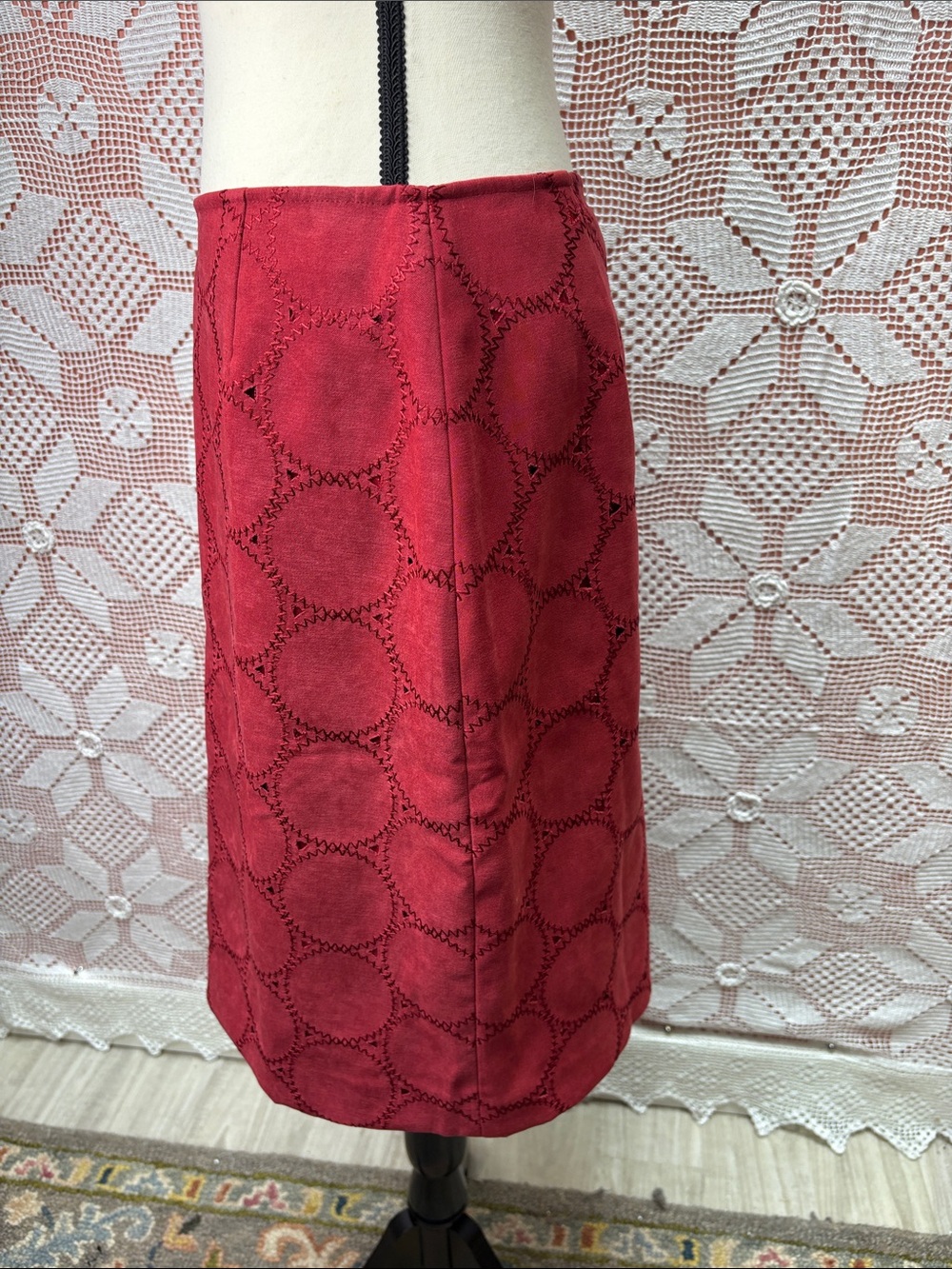 Vintage Coldwater Creek | Red Circle Patchwork Skirt - Picture 3 of 8